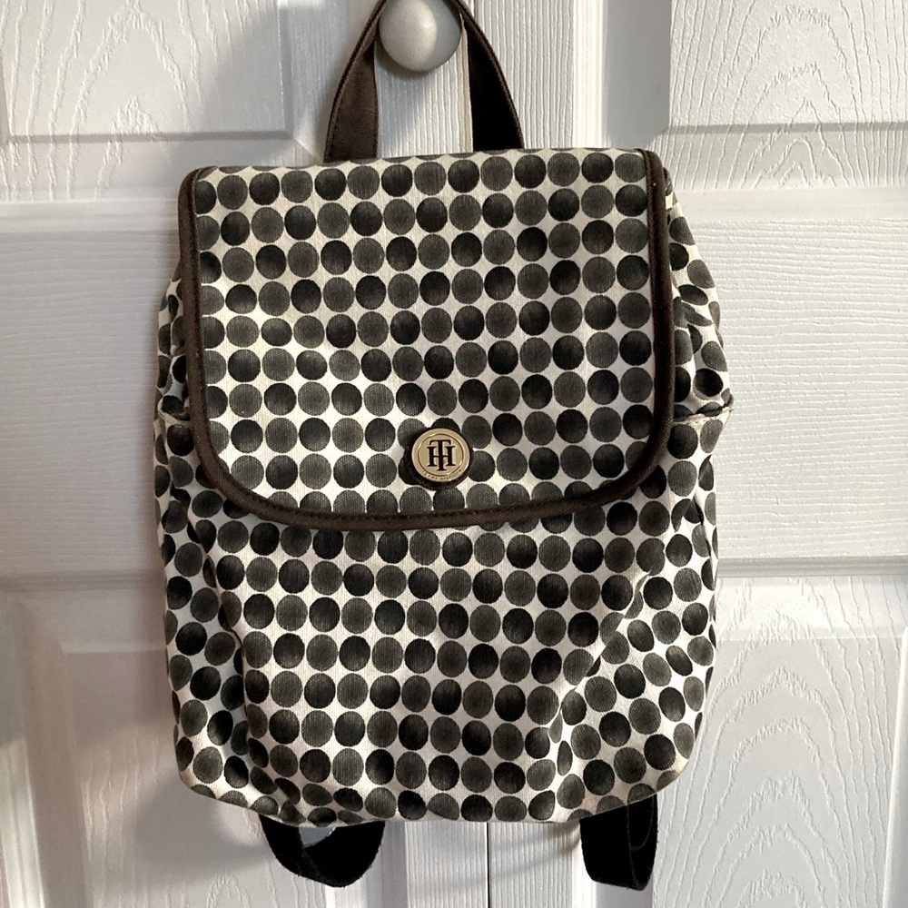 Tommy Hilfiger black and white polka dot rucksack